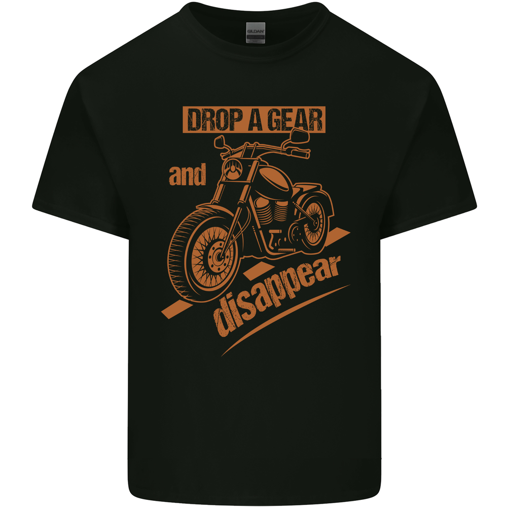 Drop a Gear Disappear Motorcycles Biker Motorbike Mens Cotton T-Shirt Tee Top