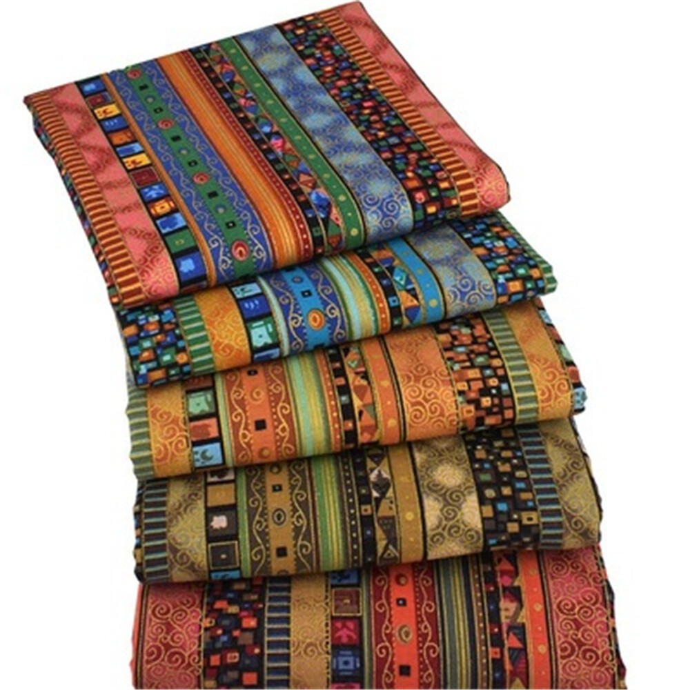 5 Pcs/set Colored Printing Fabrics Ethnic Style Pattern Striped Bronzing Cushio