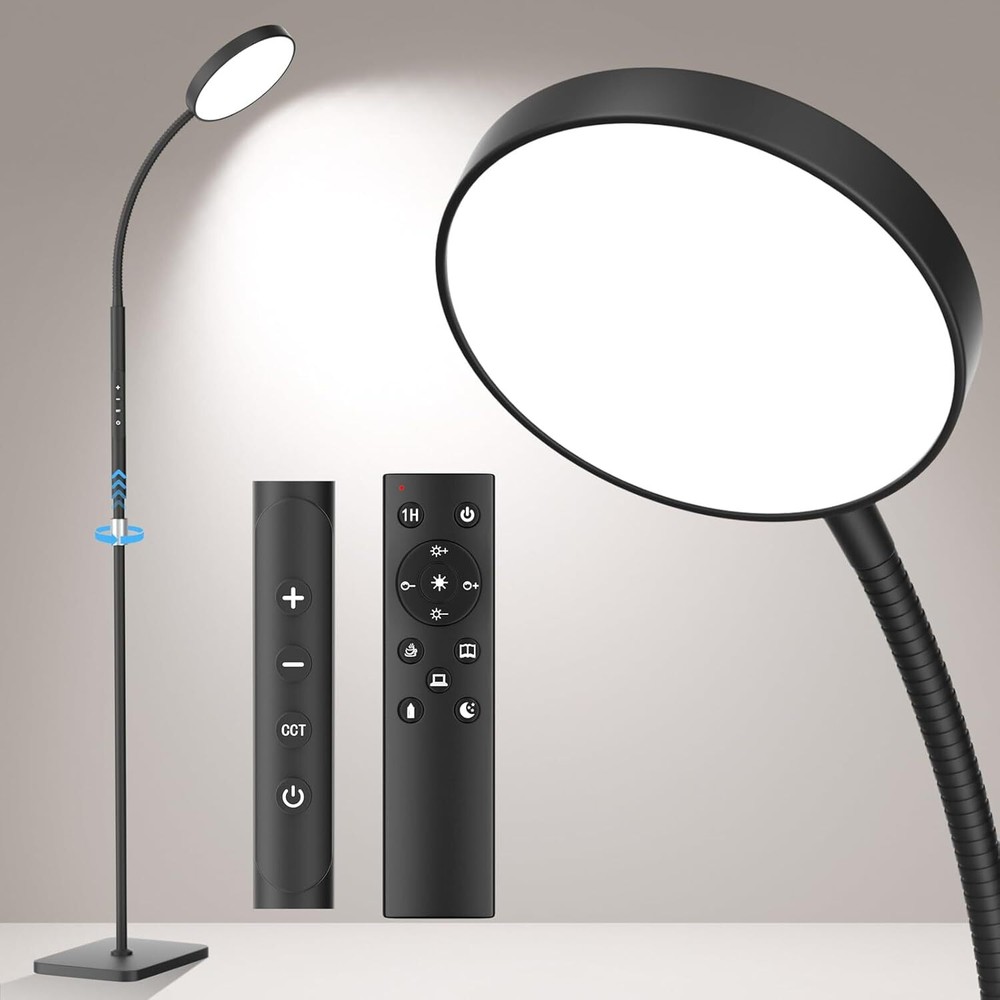 LED Floor Lamp, Height Adjustable Lamps for Living Room, Super Black