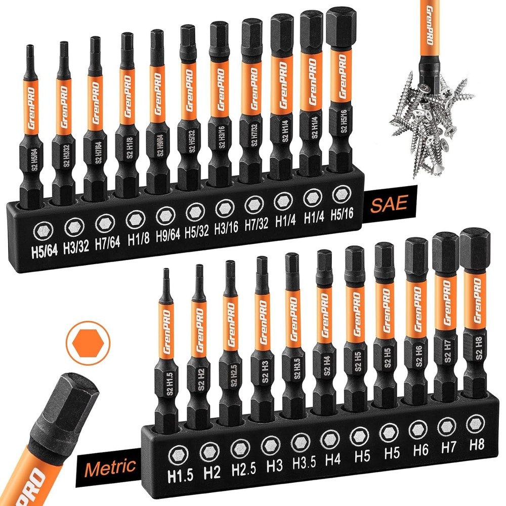 Allen Wrench Drill Bit Set 22pc Hex Bit Set, Impact Driver Bit Set, Screwdriver