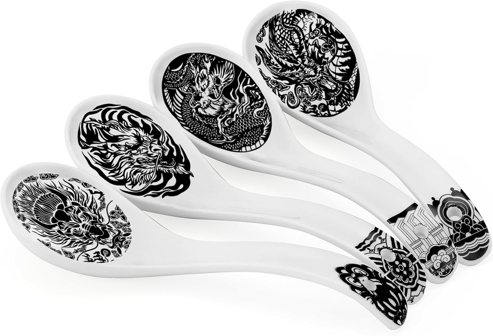 Dragon Ceramic Spoon Soup Spoons Asian Soup Spoon Chinese Korean Japanese Ramen