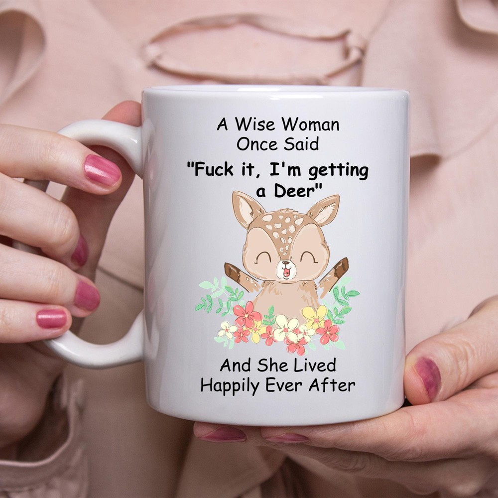 Funny Deer White Coffee Mug Gift for Women Coffee Cup