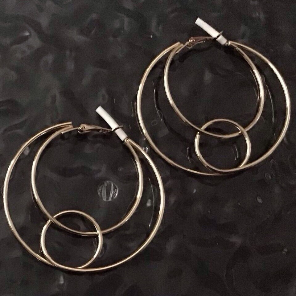 Unique Gold Hoop Earrings Double Style Women’s Trendy  Party Everday Hoops