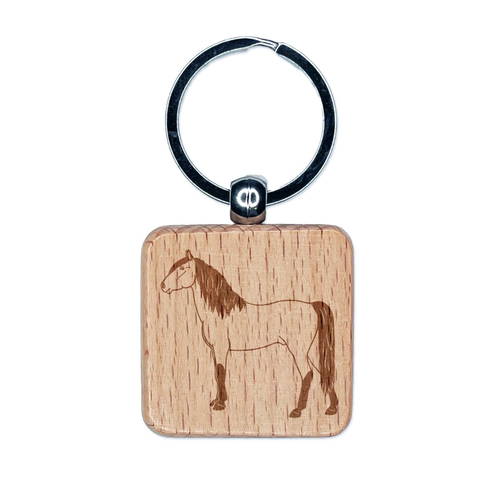 Handcrafted Stout Criollo Horse Wood Keychain Charm Engraved Art