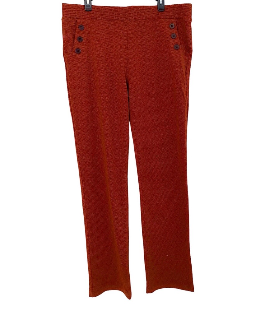 BETABRAND Women's PLUS Dress Pant Yoga Knit Pant  OrangeWide Leg Comfy XXL Long