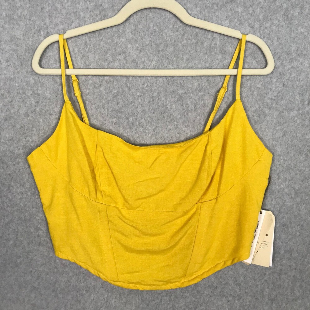 Midnight Sky Crop Top Womens XL Yellow Tank Corset Y2K Beach Festival Western