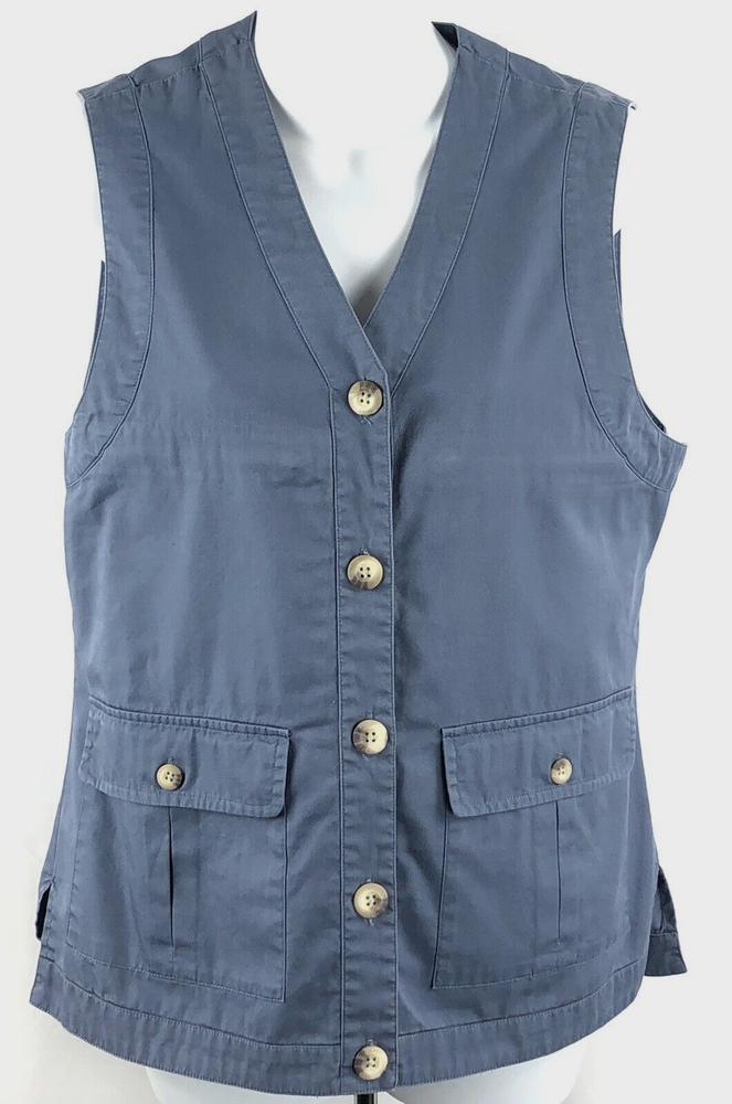 Vintage sleeveless vest S Blue ButtonUp V-Neck pockets Cargo Utility Gorpcore