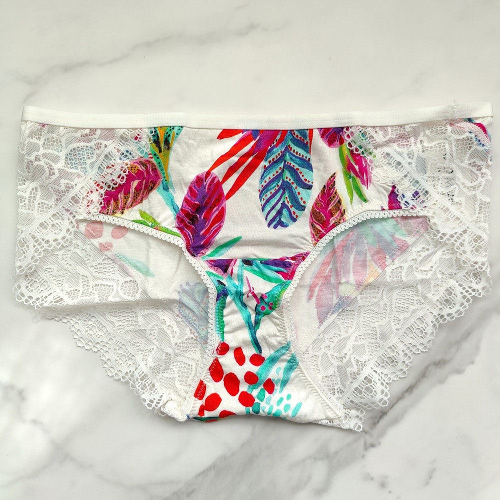 Soma Embraceable Enchanting Lace Hipster Panty Lush Tropics Mini Ivory SZ M/L