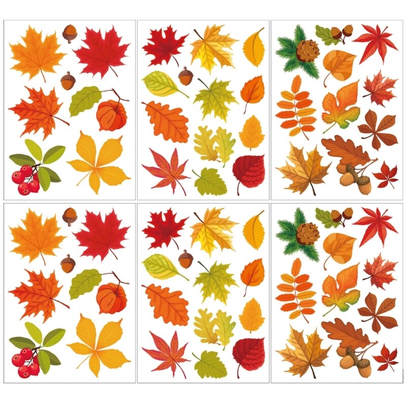 Double Sided Autumn Leaf Window Decals for Living Room Decor