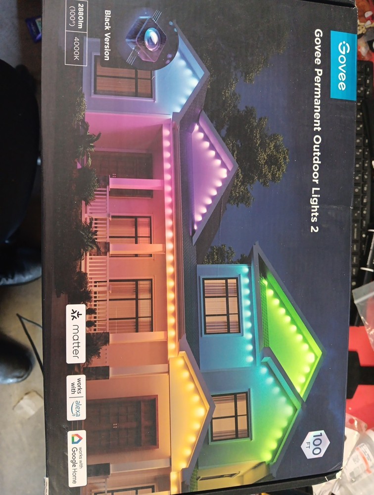 Govee Wi-Fi RGBIC 100ft Outdoor Permanent Smart Lights Elite Black H805AA11