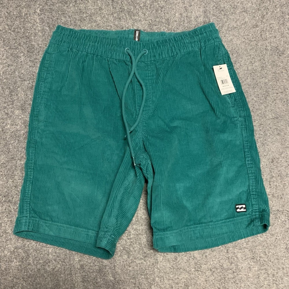 NEW Billabong Mens Medium Mike Elastic Waist Corduroy Shorts Green 20in