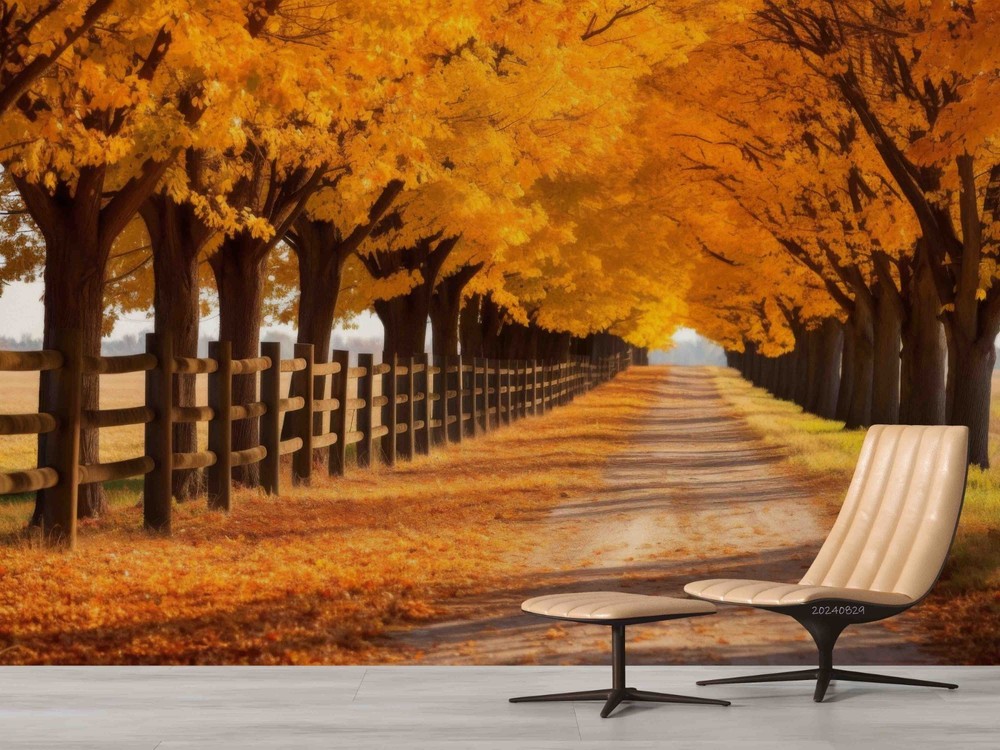 3D Woods Path Autumn Landscape Wall Murals Wallpaper Murals Wall Sticker 2