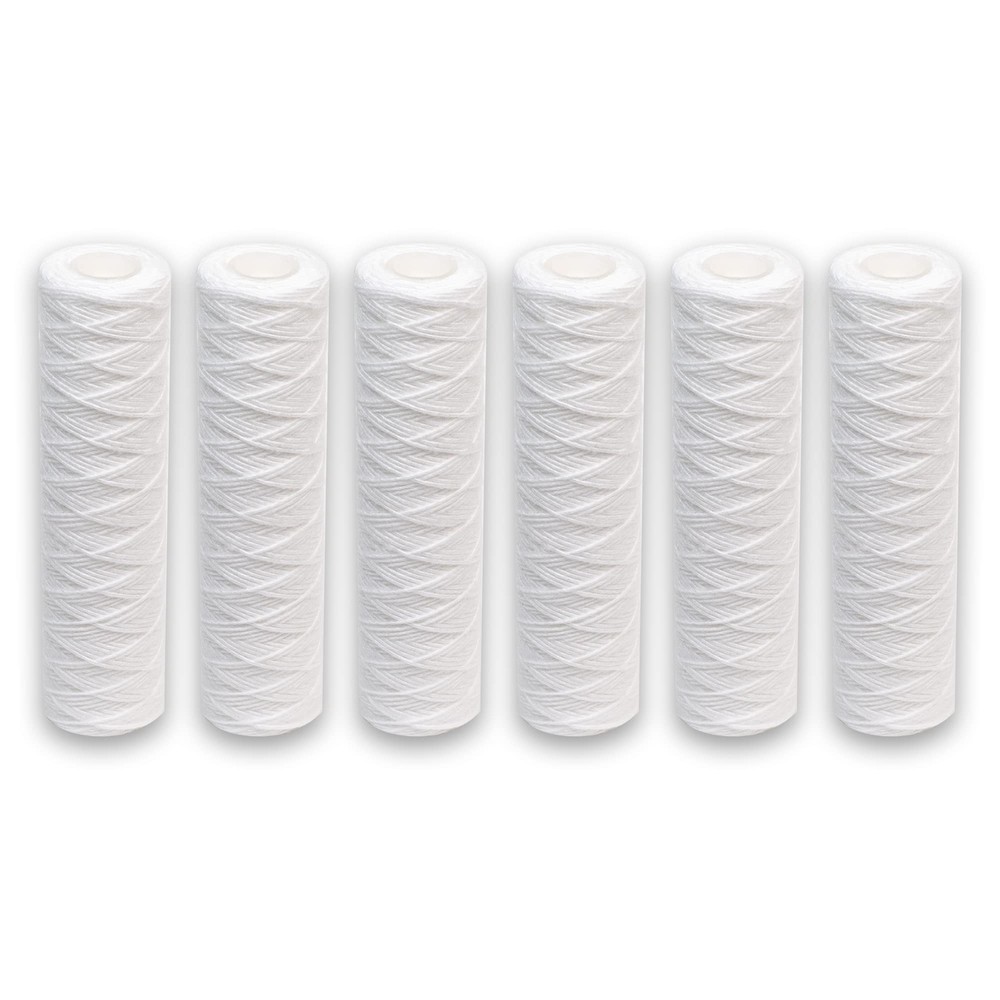 – 6 Pack Universal String Wound Sediment Water Filter Cartridges for Most 10-...