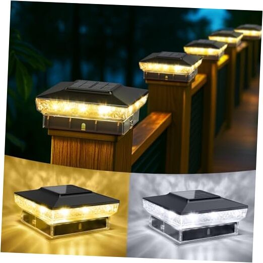 Upgraded 12-Pack Black Solar Post Cap Lights for Deck or Fence