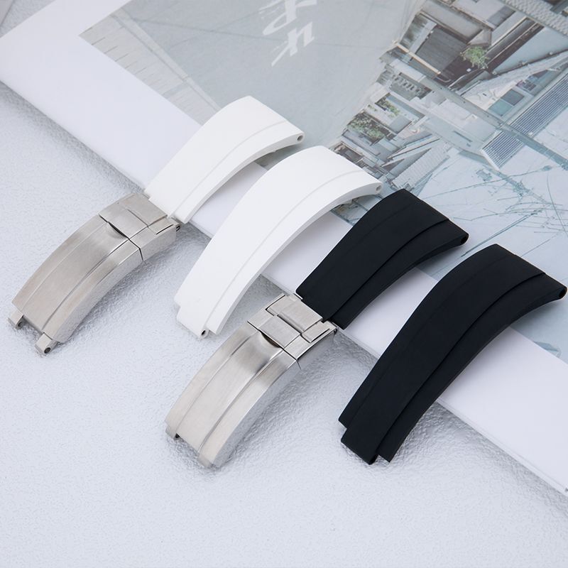 Fit for Rolex DEEPSEA Sea-Dweller 126660 Black White 22mm FKM Rubber Band Strap