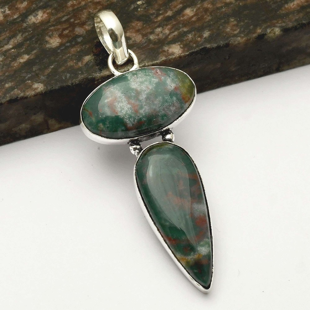 Bloodstone Gemstone Handmade Ethnic Pendant Jewelry Gift for Women 2.8 Inches AP-42921