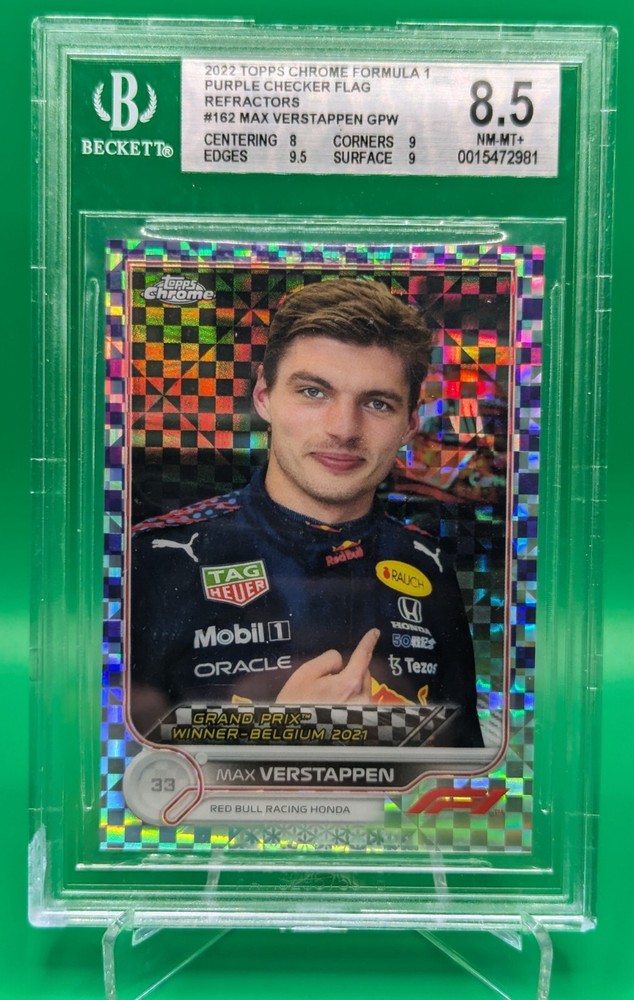 Max Verstappen #'d 77/199 2022 Topps Chrome Formula 1 F1 Purple Checker Flag  GZ