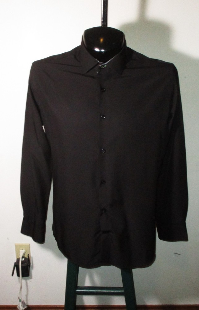 TOM BAINE Black Long Sleeve Dress Shirt Men's Size L, 16/16.5 NEW