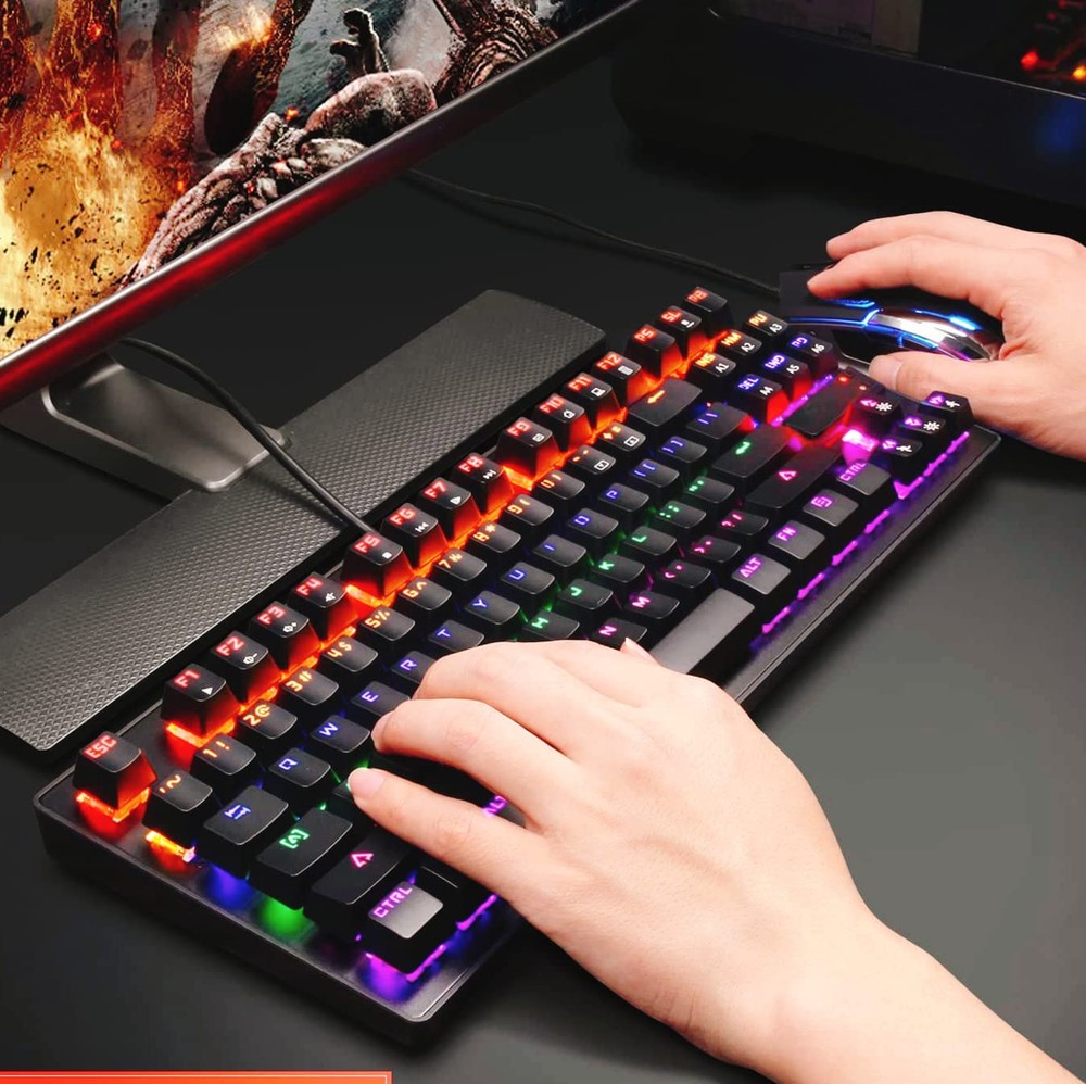 MK1S RGB LED Wired Mechanical Gaming Keyboard with Backlit Design