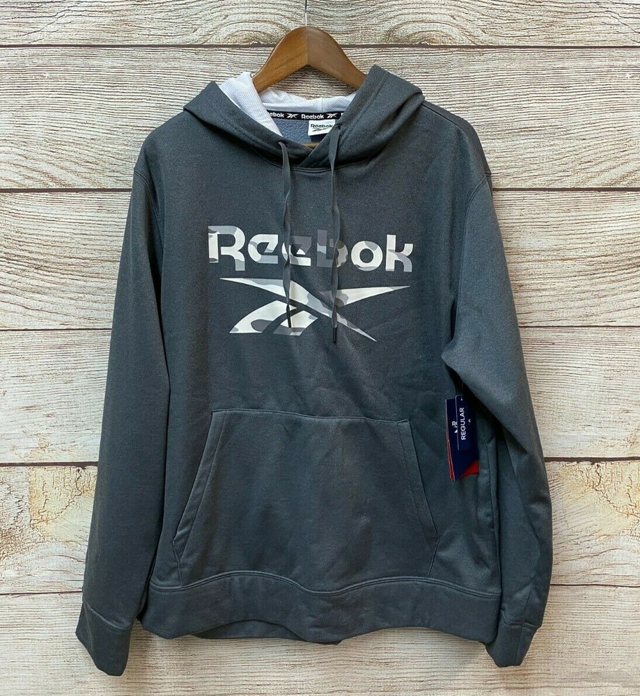 Reebok Training Hoodie Sweatshirt Mens Medium E Heather Pullover Fleece Camo New