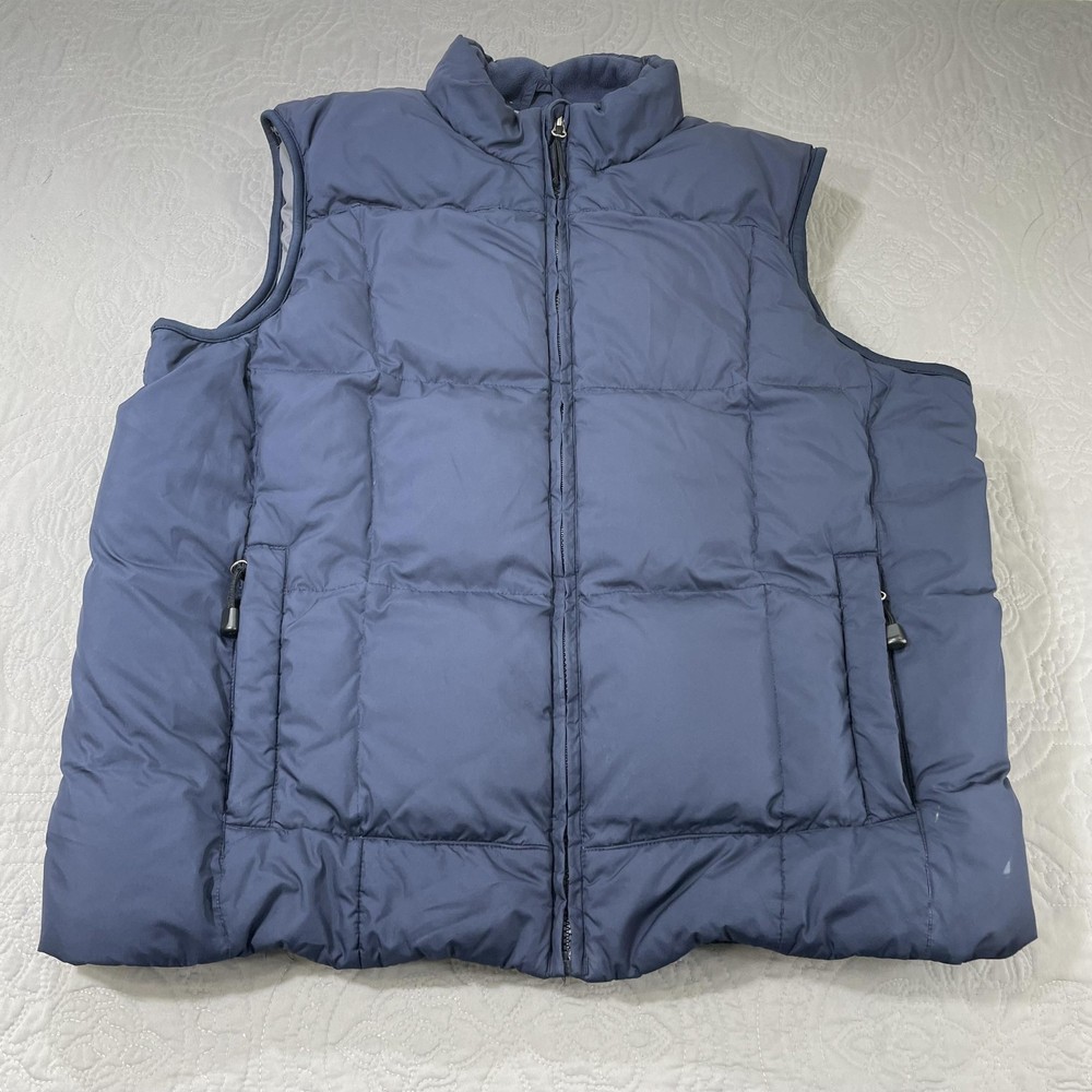 Eddie Bauer Men's Large Blue Premium Goose Down Puffer Vest for Winter