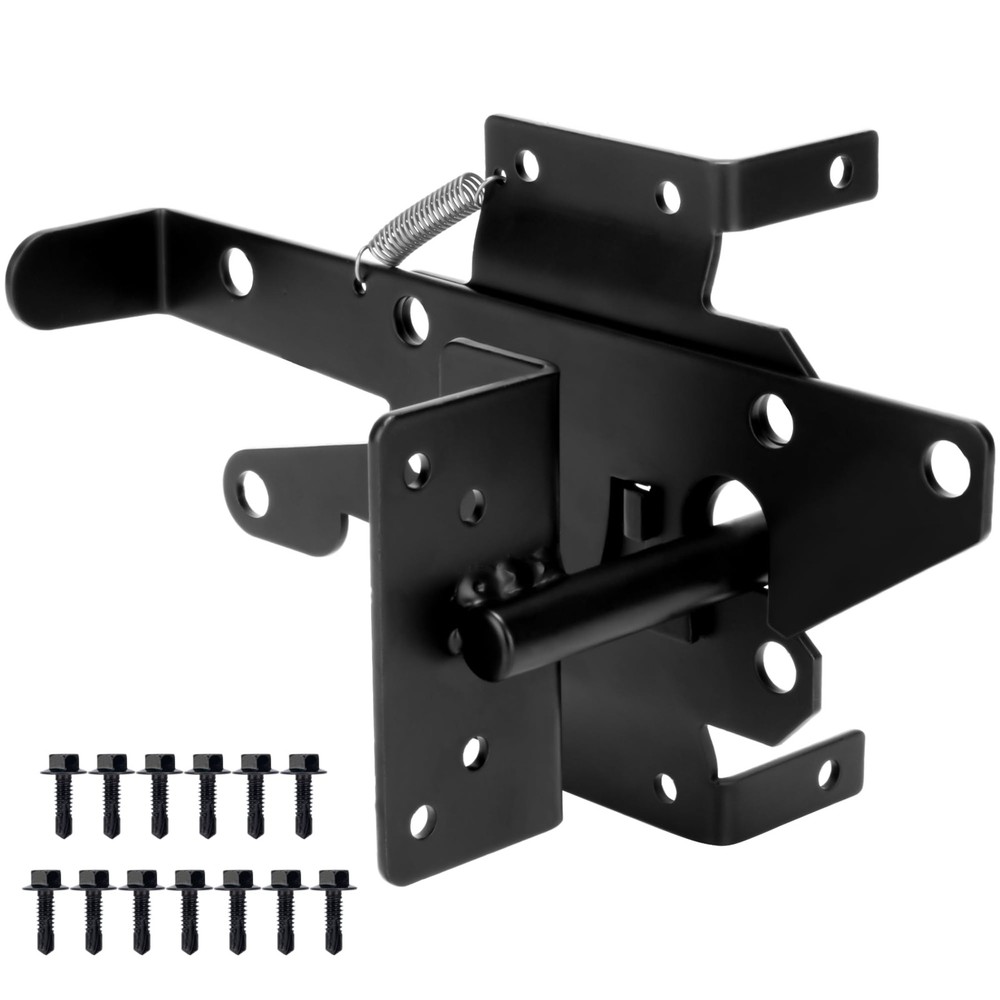 Self-Locking Heavy Duty Vinyl Fence Gate Latch with Automatic Self-Closing Mount