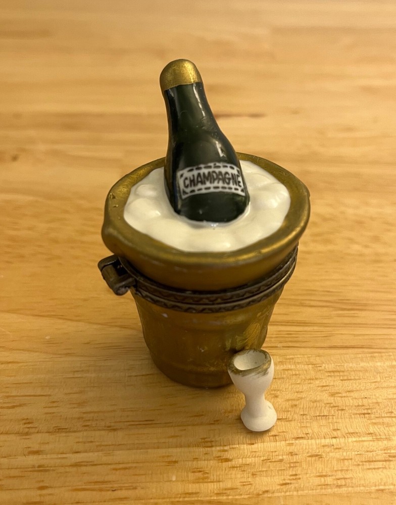 New Year Champagne Porcelain Hinged Trinket Box for Holiday Celebration Design #30-image