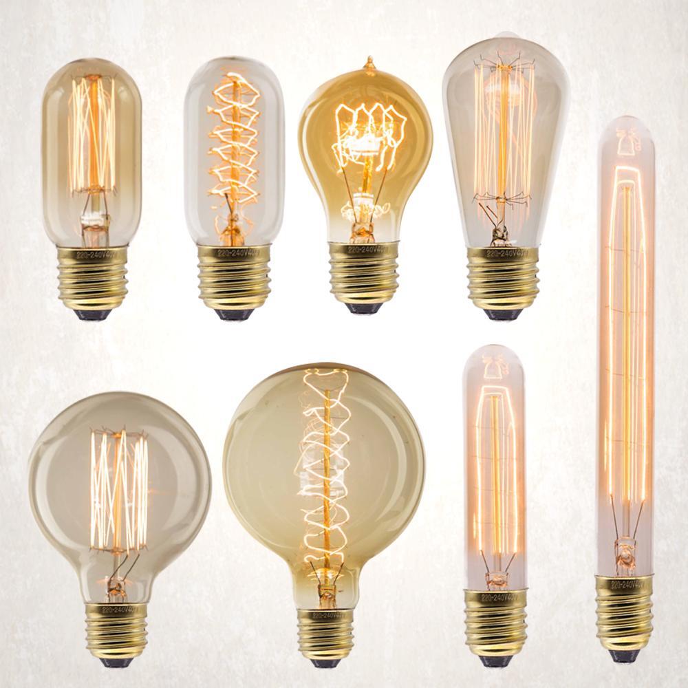 Retro E27 Vintage Filament Bulb 220V 40W ST64 G80 G125 CE ROHS Home Decor