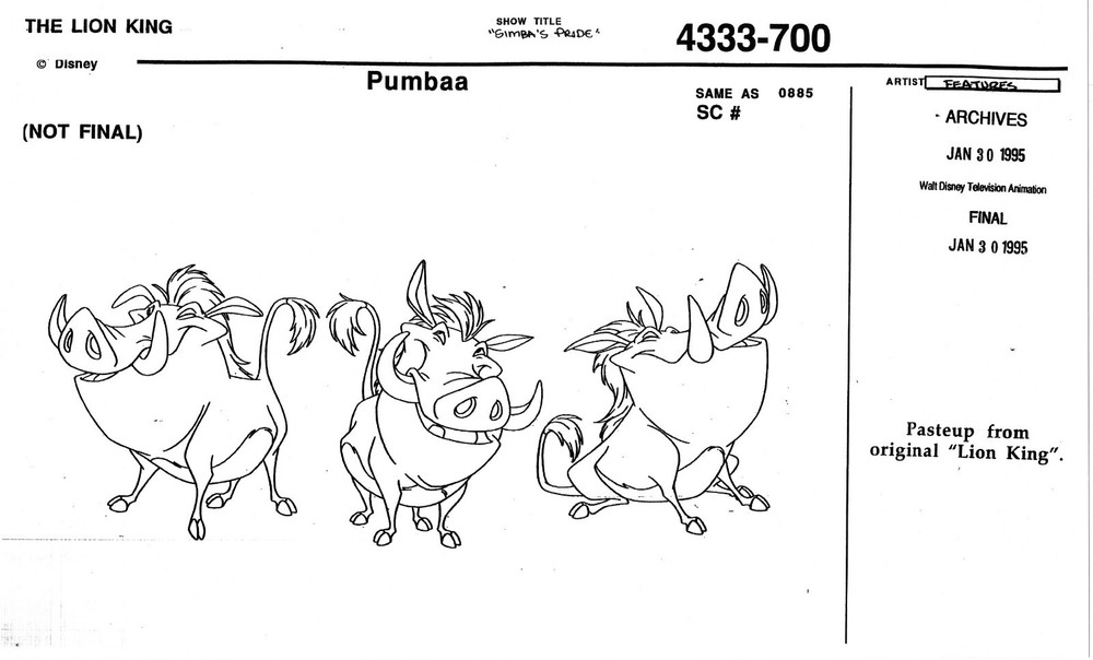 The LION KING Disney Production Model Copy used in 1998 Simba's Pride 407