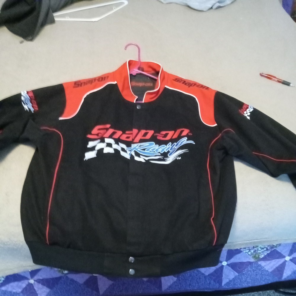 Snap-on Racing Jacket Mens Large Red Black Embroidered Lightly Used