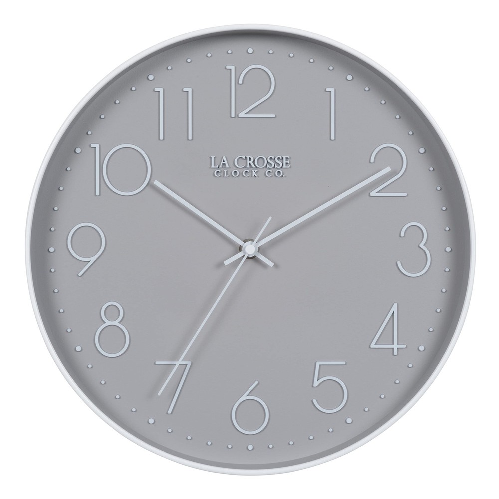 Technology 12-Inch Everly Silent Analog Gray Quartz Wall Clock - 404-3831-INT