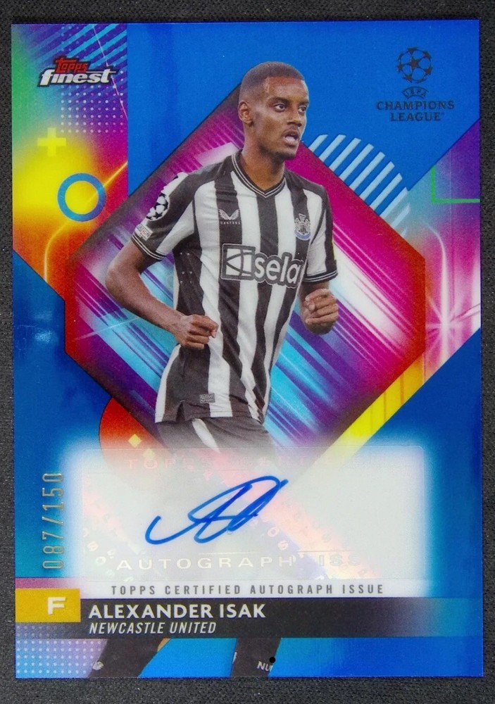2023-24 Topps Finest Alexander Isak #A-AI Auto Blue Refractor /150