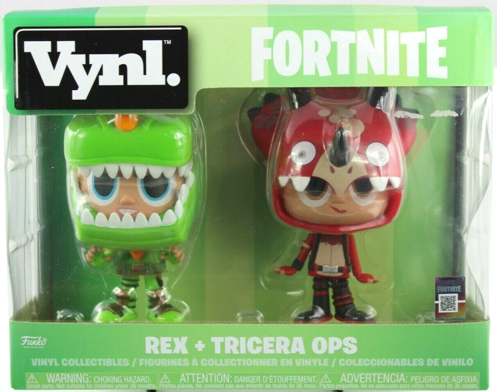 FUNKO VYNL COLLECTIBLE VINYL FIGURES FROM FORTNITE REX + TRICERA OPS NEW 2018