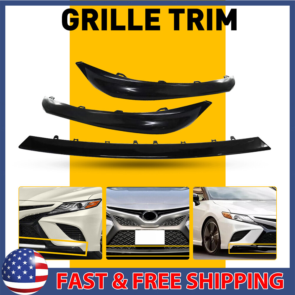 3PCS Front Bumper Grille Trim Lower Molding For 2018-2020 Toyota Camry SE XSE