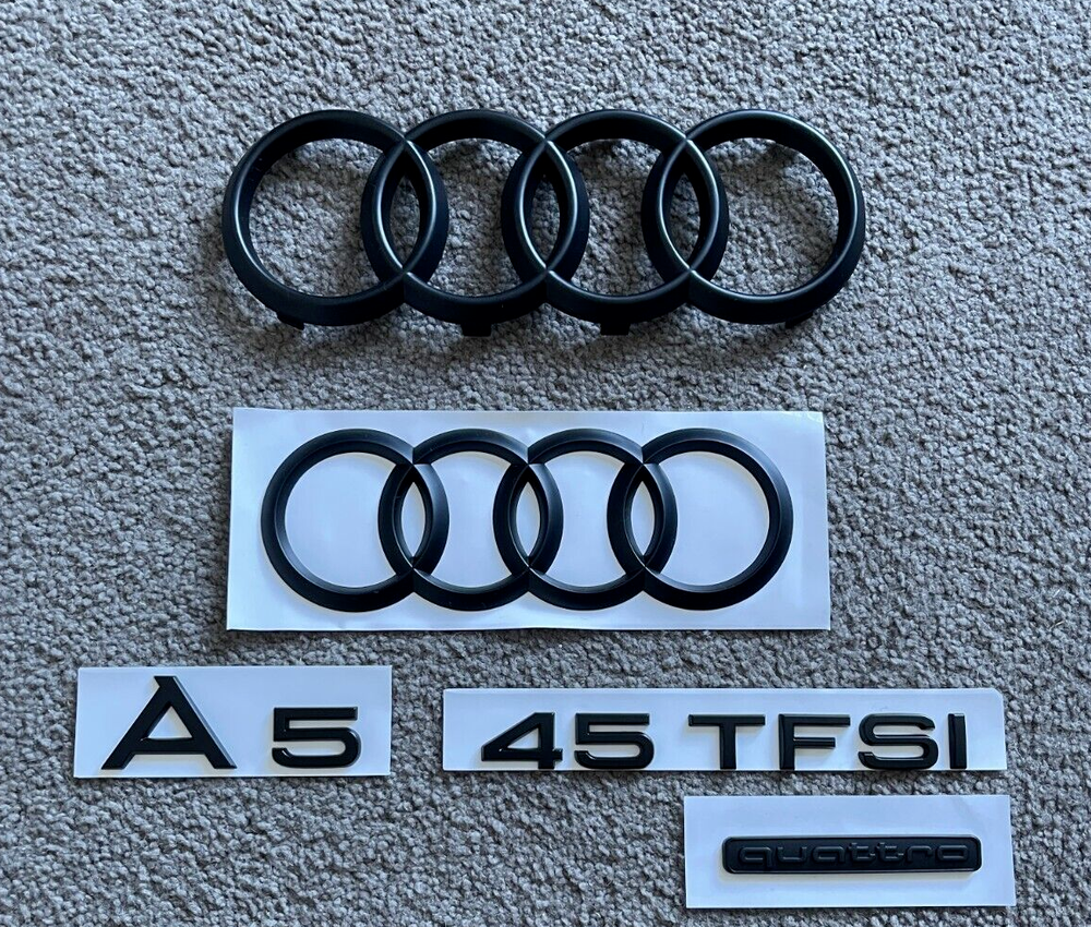 OEM Audi A5 Quattro 45TFSI Front Rear Gloss Black Emblem Badge set Express POST