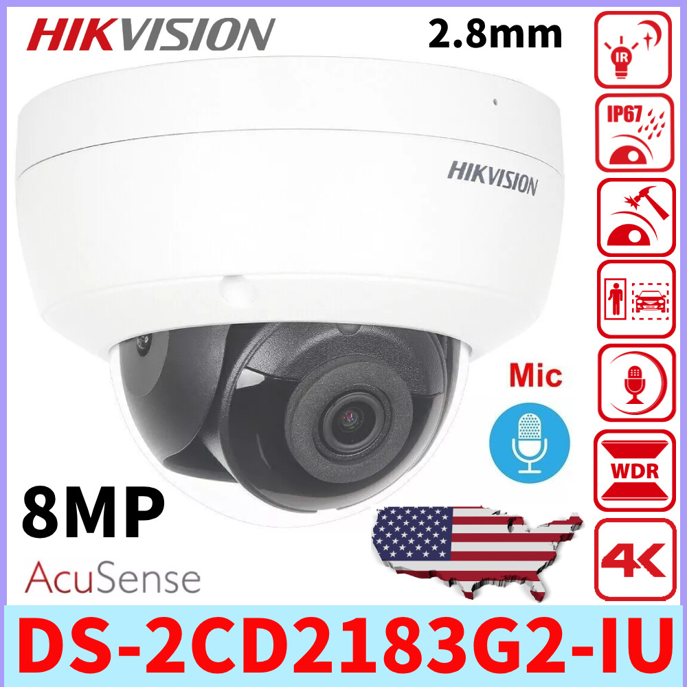 US STOCK Hikvision DS-2CD2183G2-IU 4K 8MP  AcuSense Built-in MIC POE IP Camera