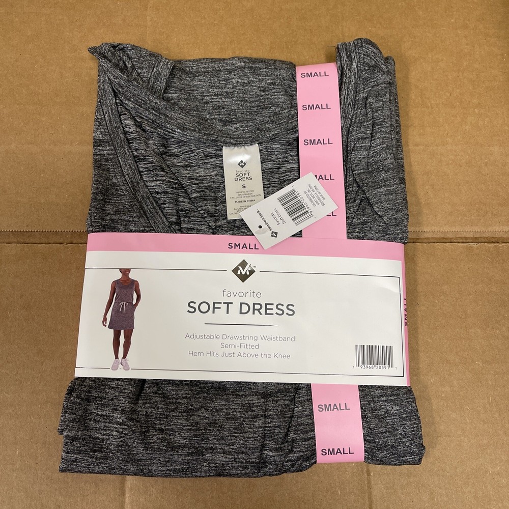 Members Mark Womens Soft Gray Dress Size Small with Drawstring Waistband-image