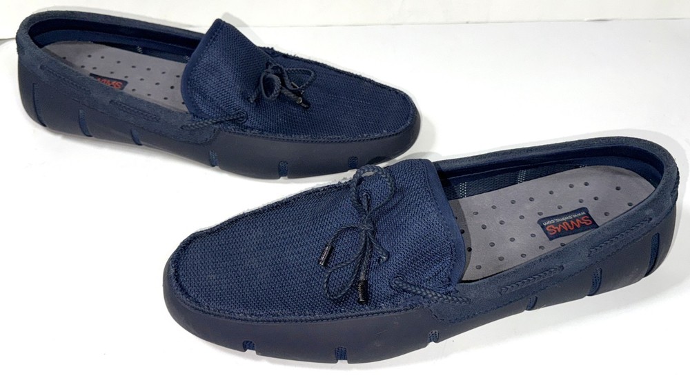 SWIMS Breeze Loafers for Men Size 11 Blue Slip On Water Resistant Boat Shoes with Braided Lace