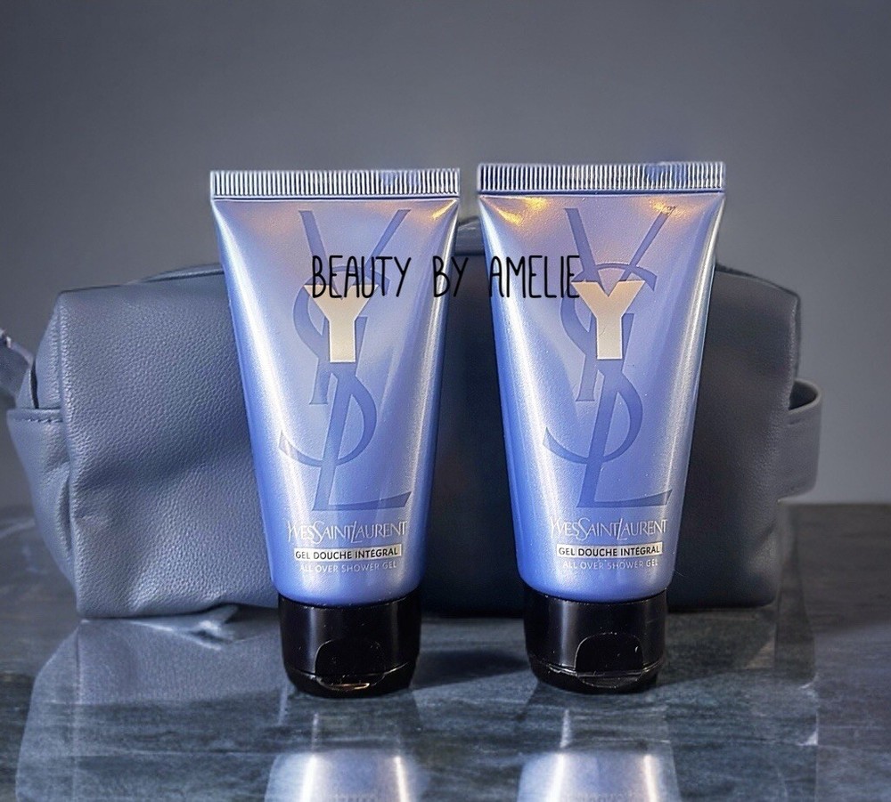2✖️Y by YVES SAINT LAURENT YSL All Over Shower Gel 1.6 oz /50 ml & Toiletry Bag