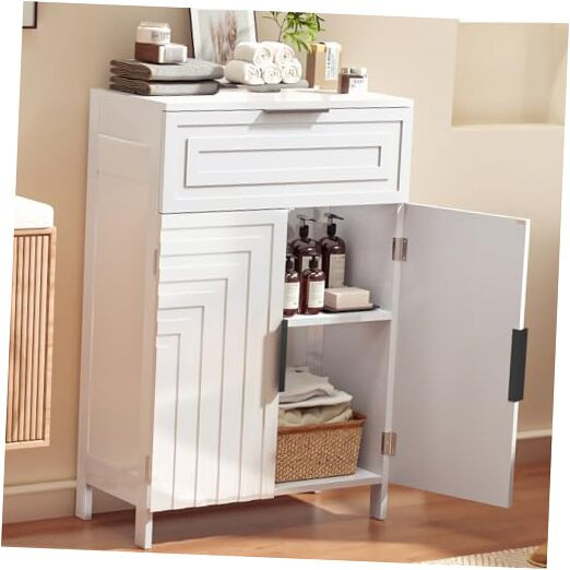 Freestanding Storage Cabinet for Bathroom or Kitchen with Drawers and Floor Cabinets for Added Organization and Space