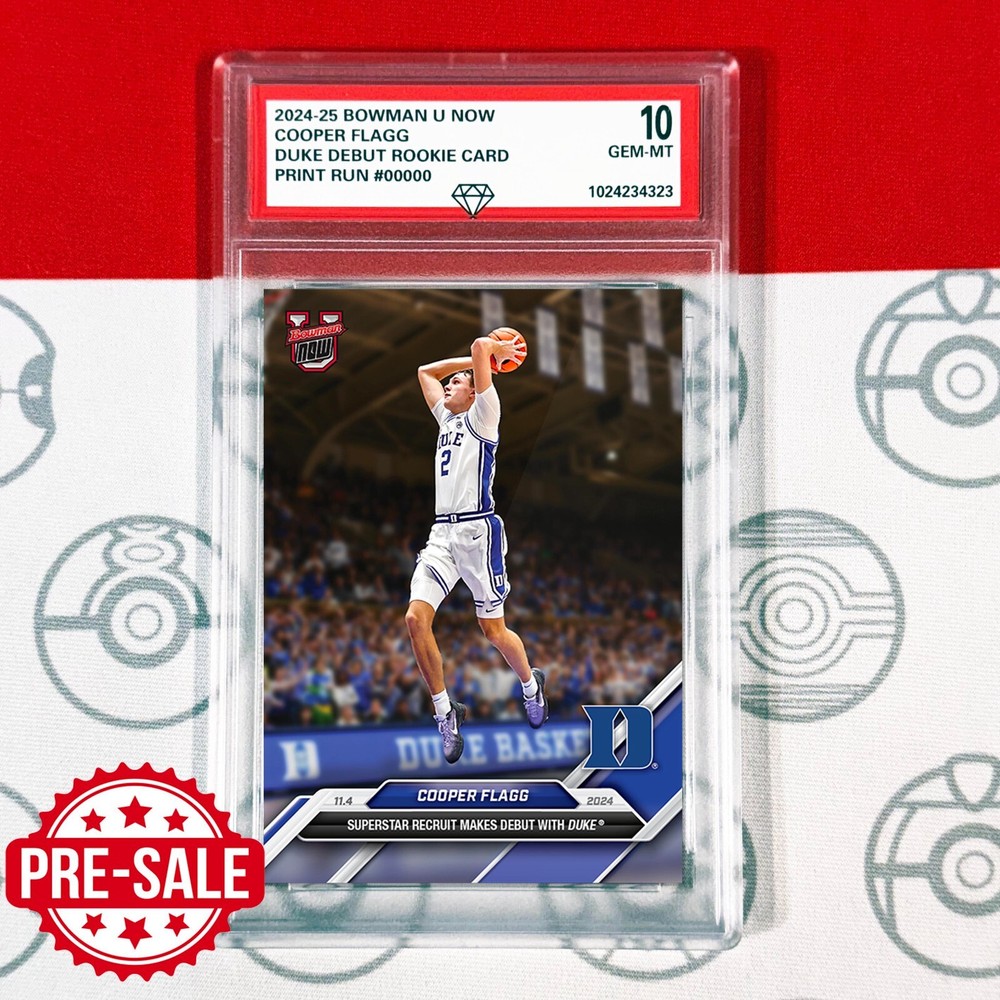 PRESALE Graded 10 Cooper Flagg #1 Debut Duke RC Rookie 2024-25 Bowman U Now Card-image