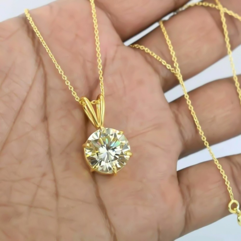 4.75 Ct Champagne Diamond Solitaire Pendant in 925 Silver Gift for Women