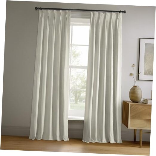 Signature Pleated Blackout Velvet Curtain 25x96 in Off White