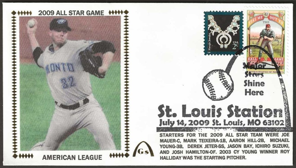 Roy Halladay UnSigned 2009 All Star Game Gateway Stamp Cachet Toronto Blue Jays
