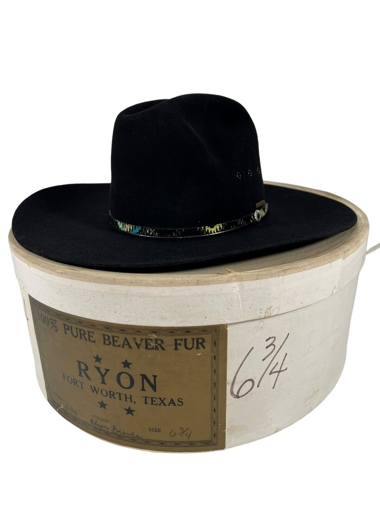 Vintage The Tyler Roundup 5X Beaver Cowboy Hat Black -Size 7 - Roy Cooper RYON