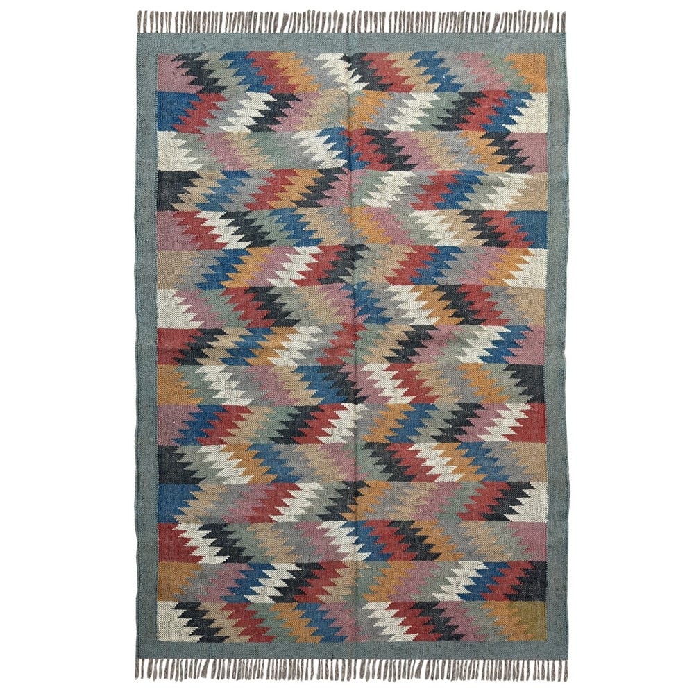 Handwoven Wool Jute Kilim Rug 4x6 ft for Bedroom Living Room Floor