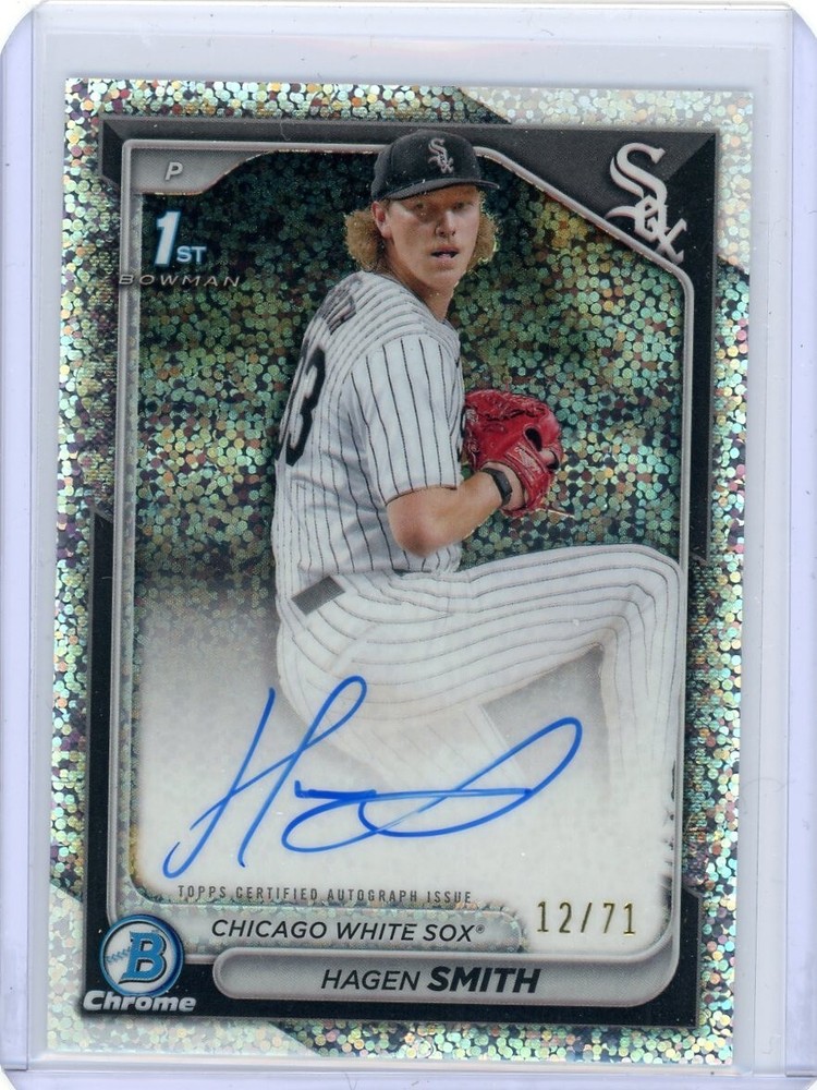 2024 Bowman Draft Hagen Smith 1st Chrome Sparkle Refractor Auto /71