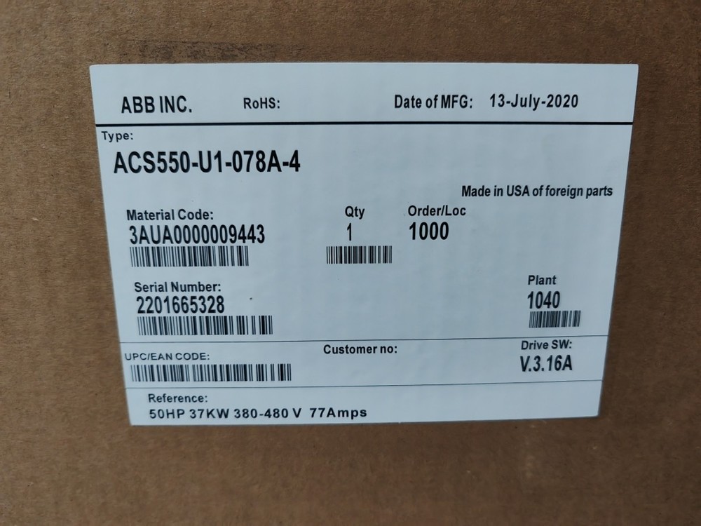1PC New ABB ACS550-U1-078A-4 ACS550U1078A4 Inverter Expedited Shipping