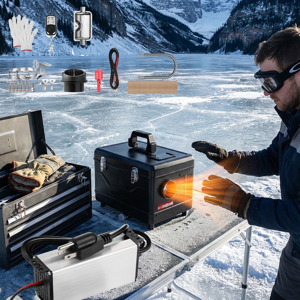 8KW 12V 24V Diesel Air Heater W/ bluetooth & APP &110V AC Adapter For Car RV Van