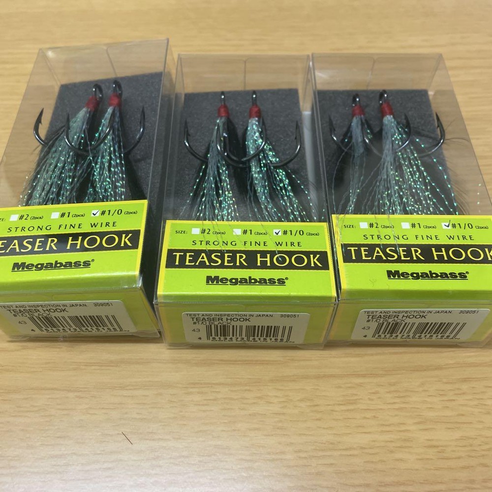 Fishing Lure Megabass Teaser Hook 1/0 Black Set Of 3